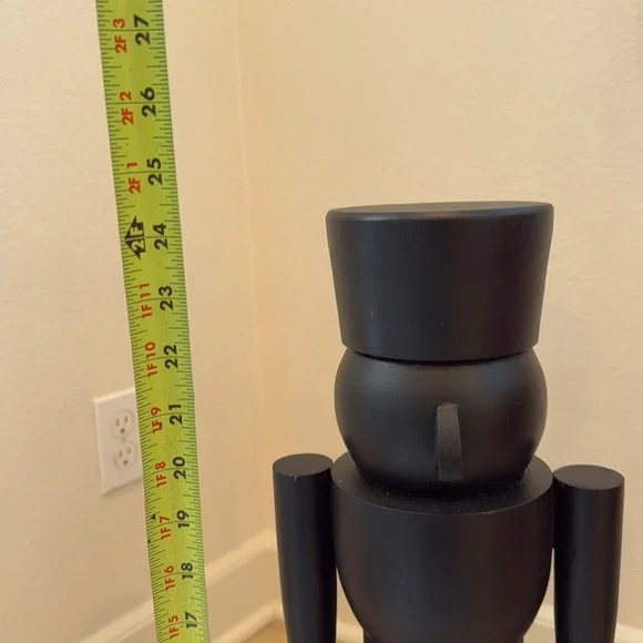 Christmas matte black nutcracker standing wood 24”